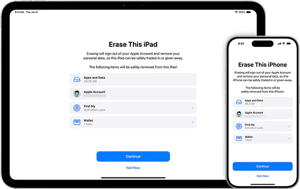 Factory reset on an iPhone or iPad