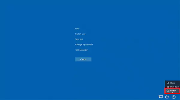 Select the Restart option