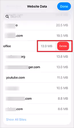 Swipe left and delete