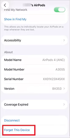 Tap on Forget This Devices