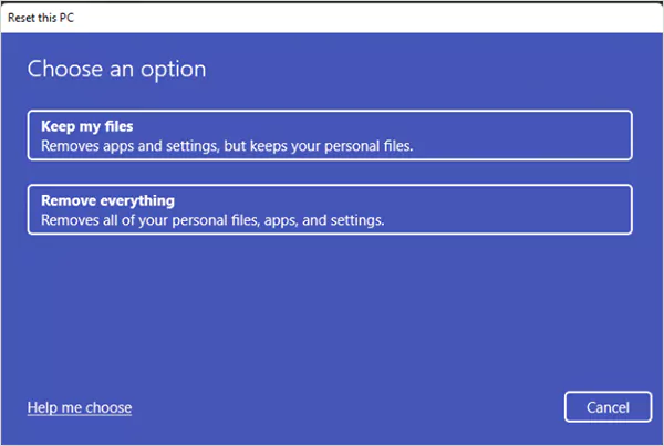 Use the full reset option to remove everything