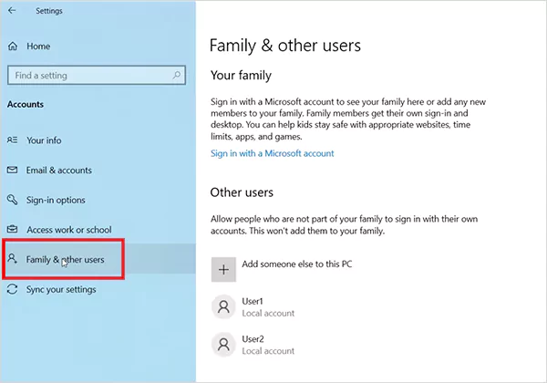 Accounts Family and others