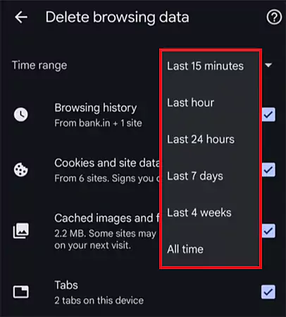 Choose the time range
