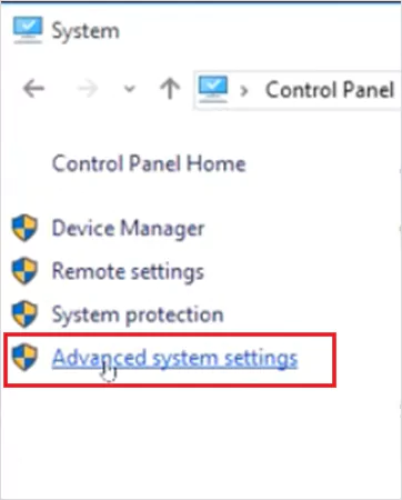 Click on Advanced system settings
