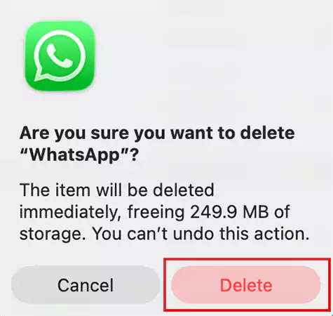 Click on Delete to confirm