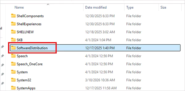 Click on SoftwareDistribution