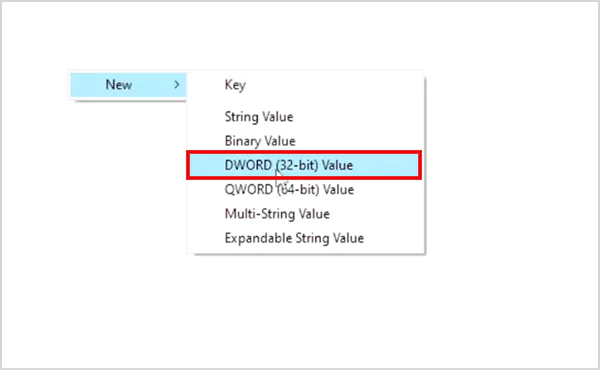 Create a new DWORD 32 bit Value
