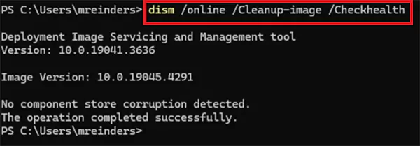 DISM CheckHealth Command