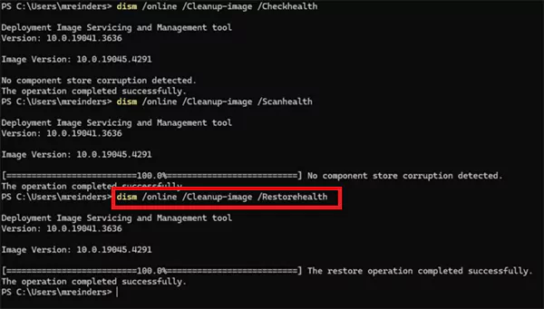 DISM RestoreHealth Command