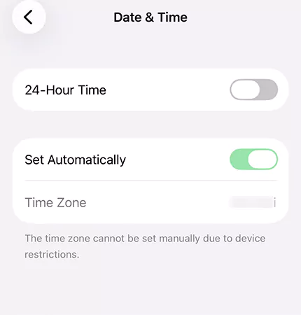 Date and Time settings