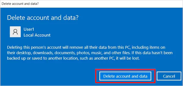 Delete account and data