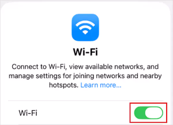 Make sure Wi Fi is enabled