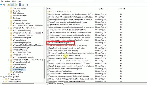 Open Configure Automatic Updates