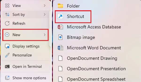 Open New Shortcut