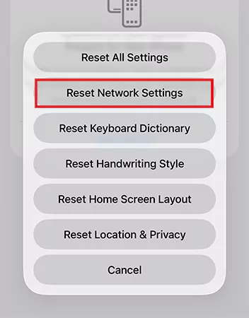 Reset network settings