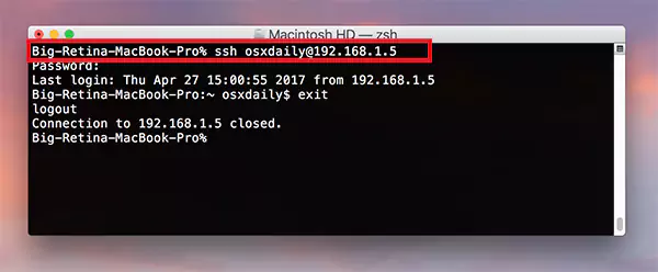 SSH connection in Mac Terminal