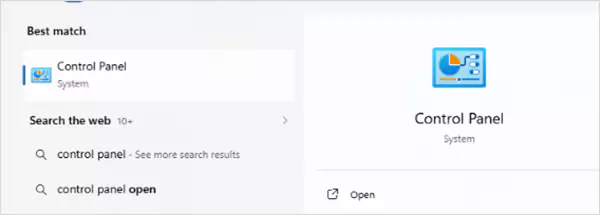 Select control panel