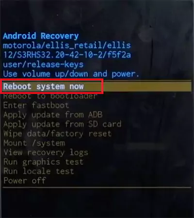 Select the Reboot system now option