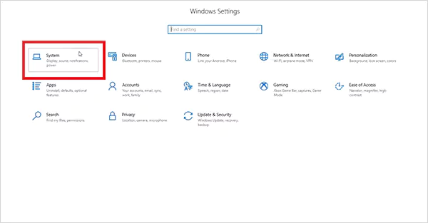 Settings in Windows 10
