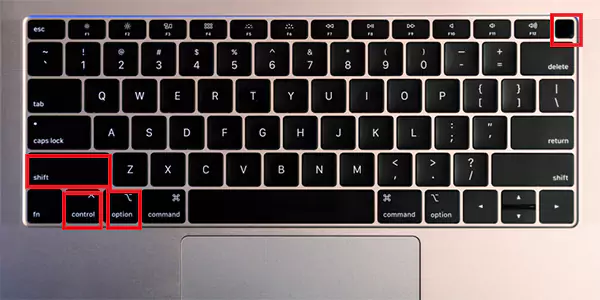 Shift plus Control plus Option plus Power Button