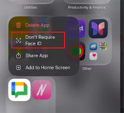 Tap on Dont Require Face ID
