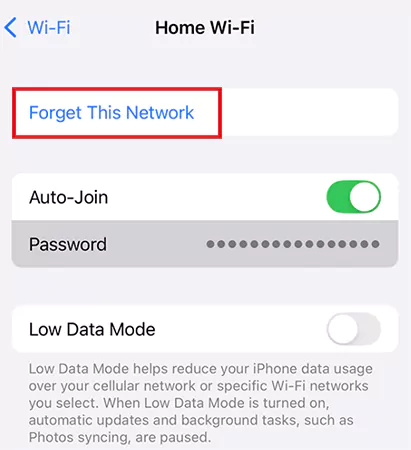 Tap on Forget This Network