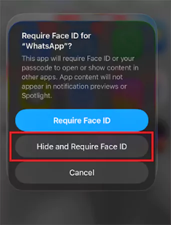 Tap on Hide and Require Face ID