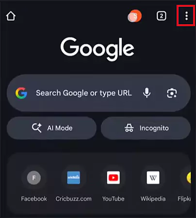 Tap the three dot menu