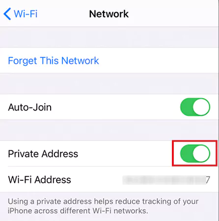Turn off Private Address