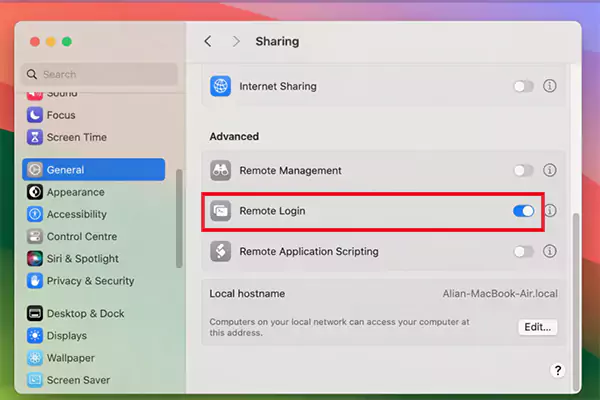 Turn on Remote Login