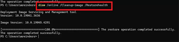 Type DISM Online Cleanup Image RestoreHealth