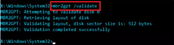 Type mbr2gpt validate