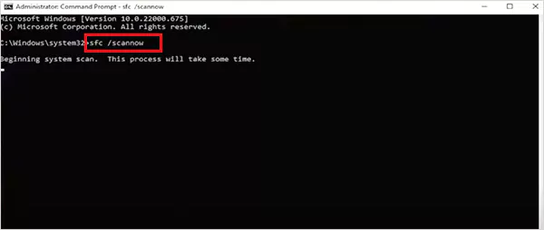Type sfc scannow in the Command Prompt