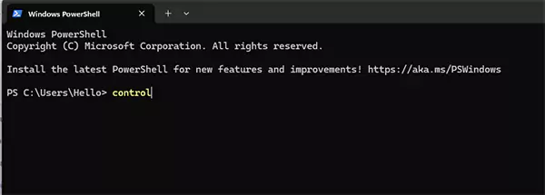 type control and hit Enter