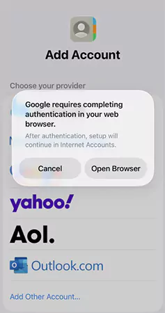 Add your Google account on iPhone
