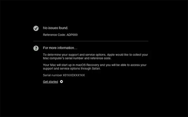 Apple Diagnostics result
