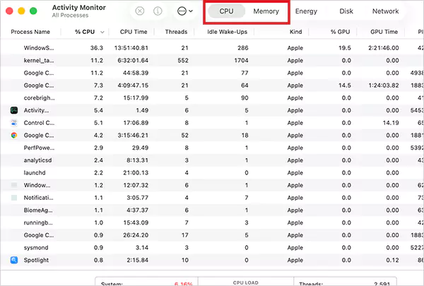 Check Activity Monitor