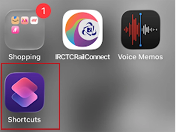 Choose the shortcut app