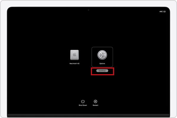 Click Options Continue