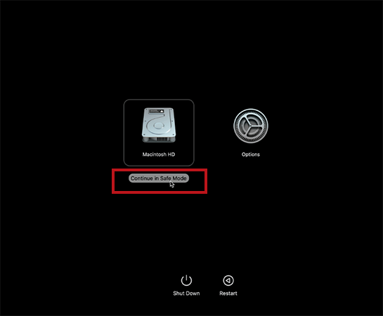 Click on Continue in Safe Mode