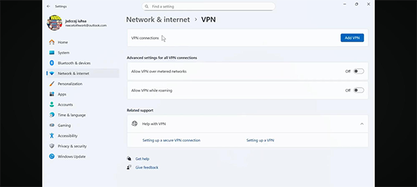 Click on VPN