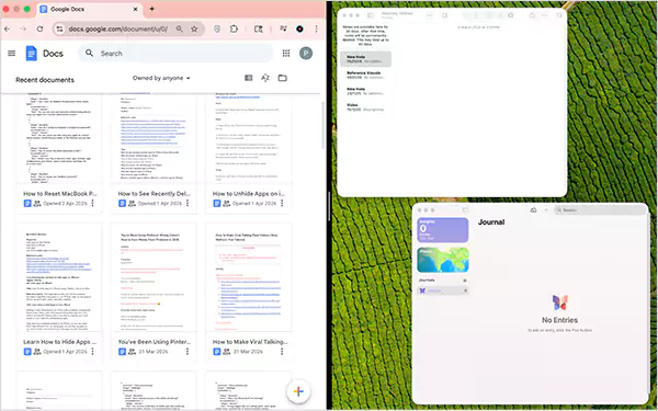 Click on the app windows you want to use