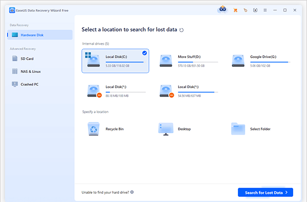 EaseUS Data Recovery Tool