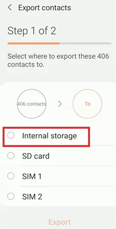 Export the contacts as a VCF file