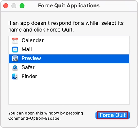 Force Quit the problematic app