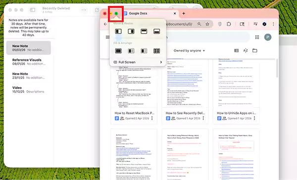 Hover over the green button