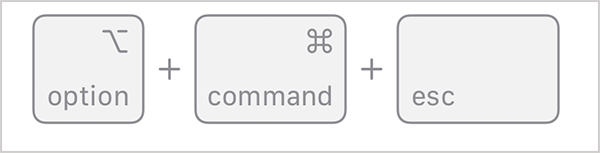 Press Option + Command + Esc