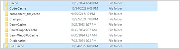 Select Discord and Delete Cache, Code Cache and GPU Cache