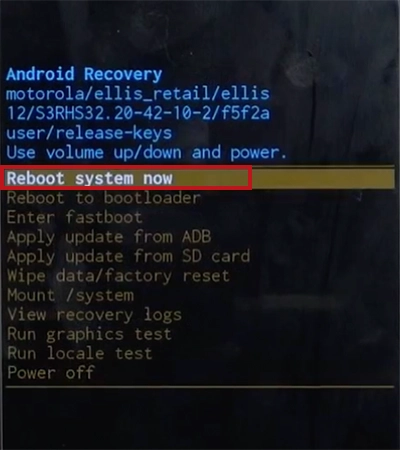 Select the Reboot system now option
