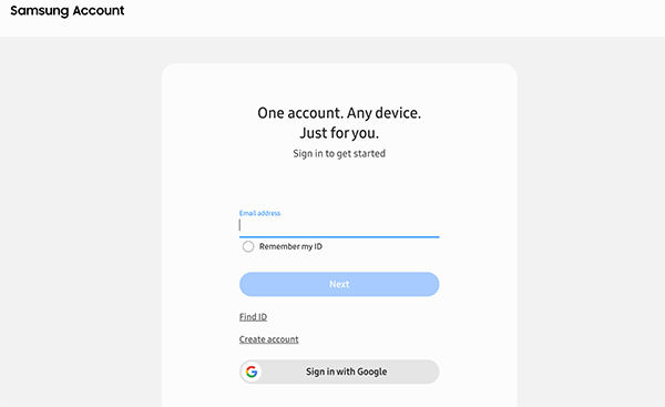 Sign in to your Samsung account